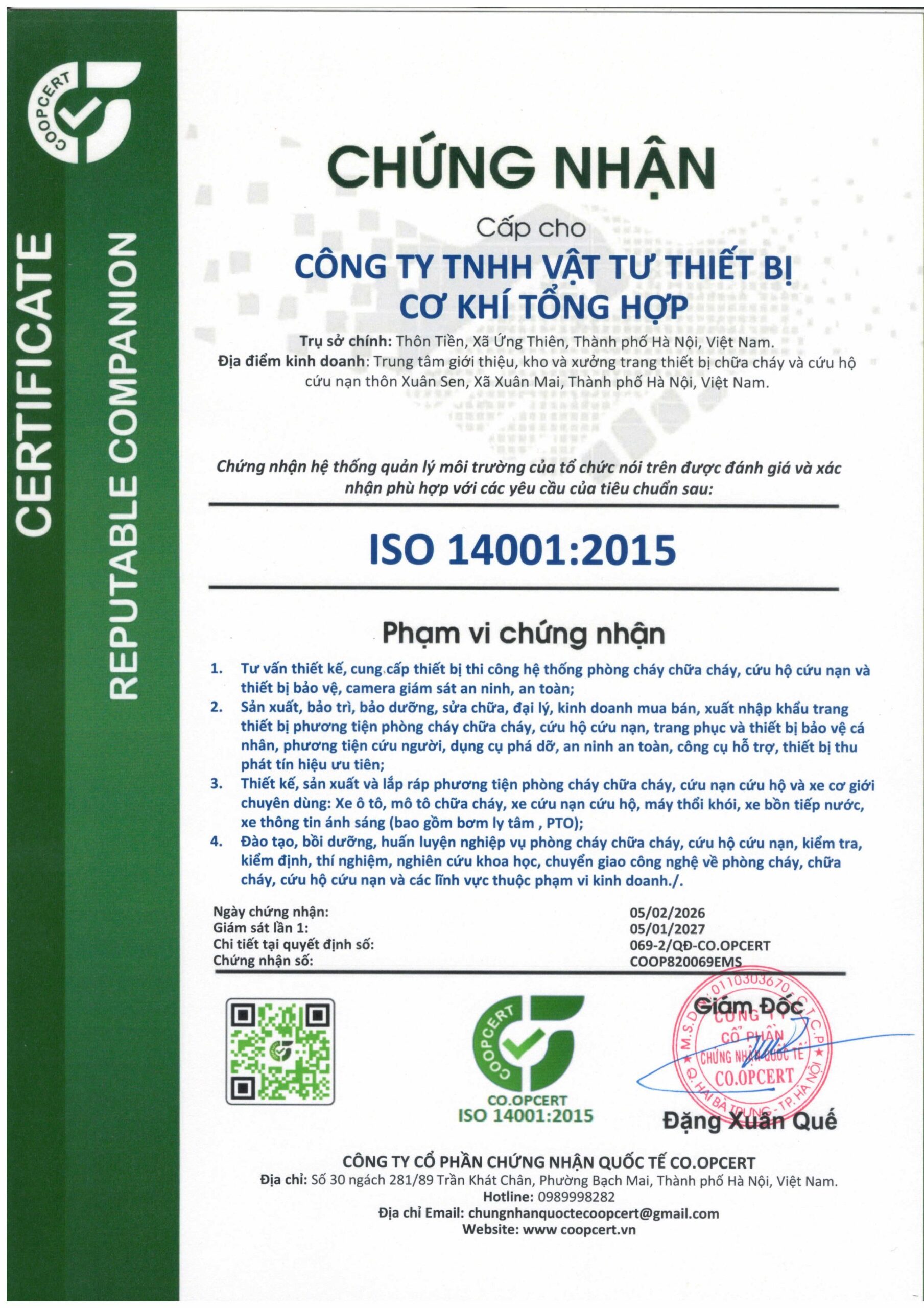 Chung nhan quan ly moi truong ISO 14001 2015 scaled