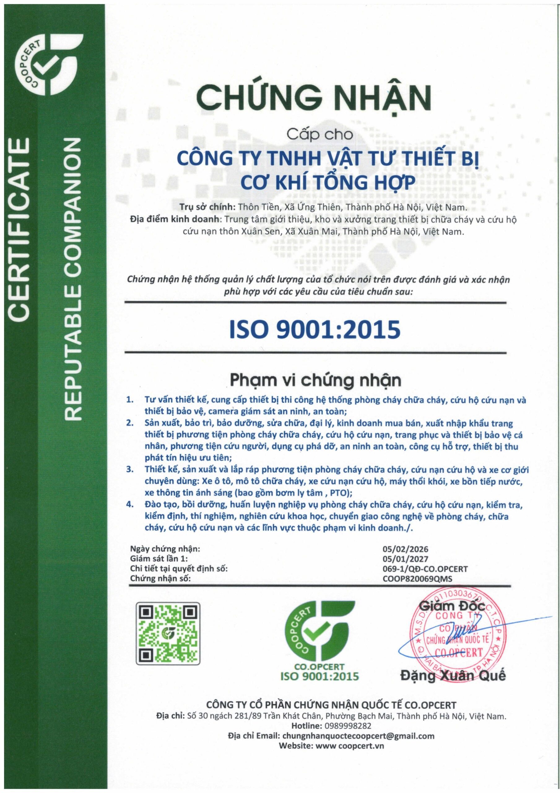 Giay chung nhan quan ly chat luong ISO 9001 2015 scaled
